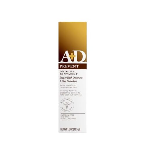 A+D Original Diaper Rash Ointment - Prevents & Protects Against Diaper Rash - Moisturizing Skin Protectant With Vitamins A & D - Healing Skin Ointment for Dry and Cracked Skin - 1.5oz