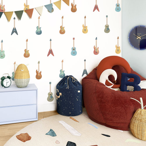Guitar Wall Decals - Boy Nursery Decor, Kids Room Decal, Reusable and Removable Wall Stickers