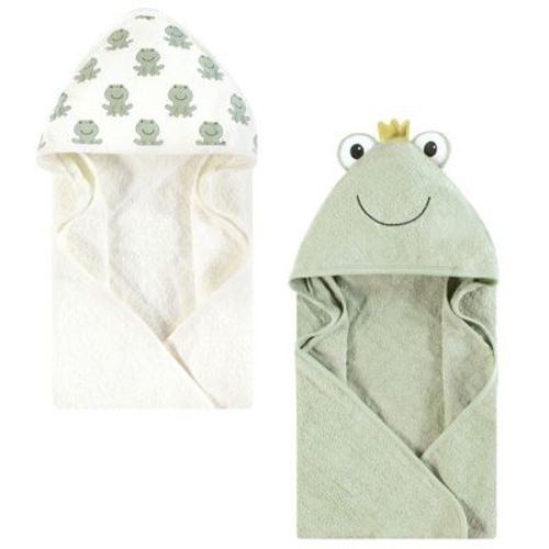 Hudson Baby Infant Boys Cotton Poly Animal Face Hooded Towel, Prince Frog, One Size
