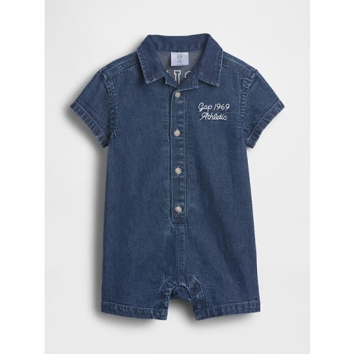 Baby Gingham Denim Colorblock Shorty One-Piece