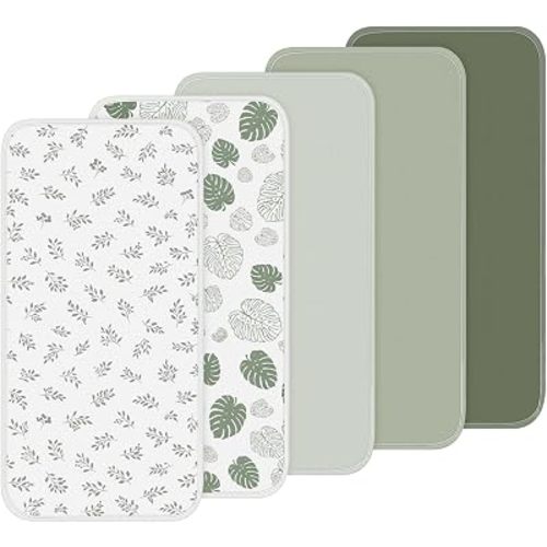 Hahafelt 5 Pcs Waterproof Changing Pad Liner, Leaf