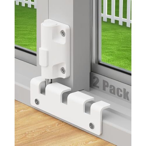 Sliding Glass Door Lock 2 Pack Sliding Door Lock Security bar Child Proof | Slider Safety Lock Horizontal Keyless Patio Foot Locks for Front Door Latch Stoppers from Inside Bedroom Apartment Essentials