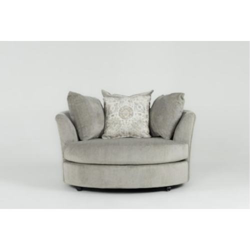 Mellow Fog 59" Swivel Oversized Cuddler Chair- Body Calvin Olive. Pillow - wisting moss