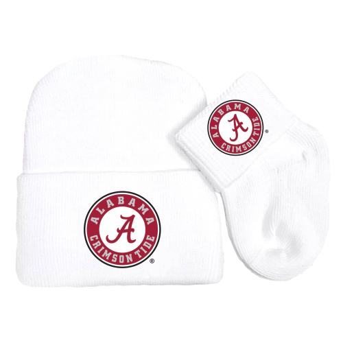 Future Tailgater Alabama Crimson Tide Collegiate Licensed Newborn Baby Knit Cap and Socks Set