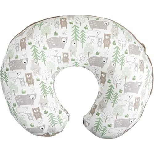 Boppy Nursing Pillow Cover, 100% Organic Cotton, Taupe Bear Family, Fits the Original Support Pillow for Breastfeeding and Bottle Feeding, Cover Only, Nursing Support Pillow Sold Separately