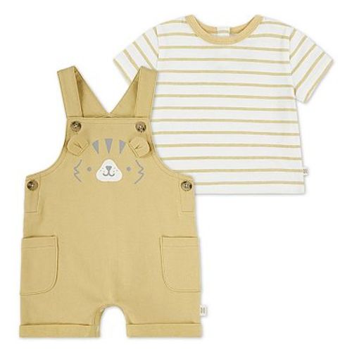 Newborn Baby Boys Huggies Babywear® 100% Organic Shortalls & Striped Top 2-Piece Set