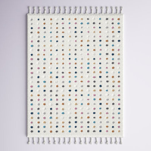 Mack & Milo™ Weishaar Polka Dot Tasseled Shag Kids Nursery Ivory Rug & Reviews | Wayfair