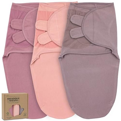 Bublo Baby Newborn Swaddle Sleep Sacks - Infant 0-3 Months, Swaddles for Newborns Baby Girls Boys, 100% Organic Cotton Nursery Swaddling Blankets (3-Pack)