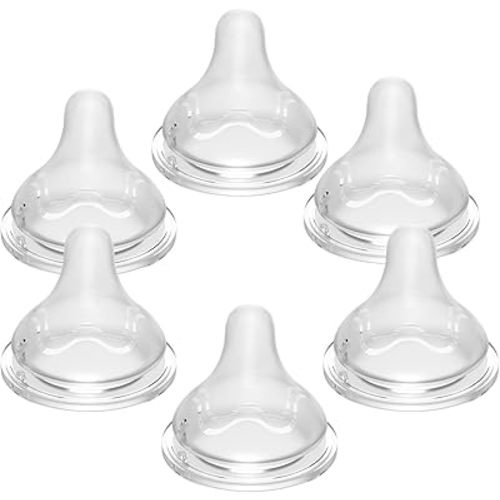 Silicone Nipples for Lansinoh Bottles, Replacement Nipple Anti-Colic for Baby 1m+, BPA Free, Slow Flow, Size S, 6 Count