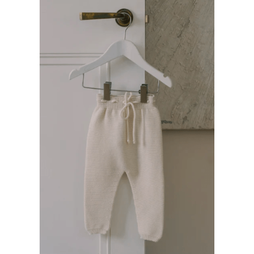 Ivory Fino Cotton Baby Knitted Trousers | La Coqueta Kids UK