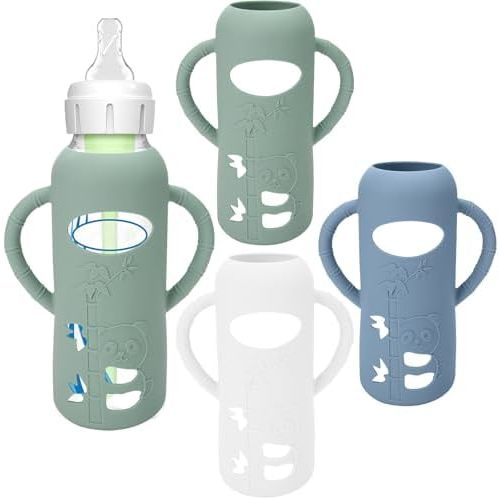 BUSOHA 3 Pack Silicone Sleeves for Dr Brown Glass Narrow Baby Bottle