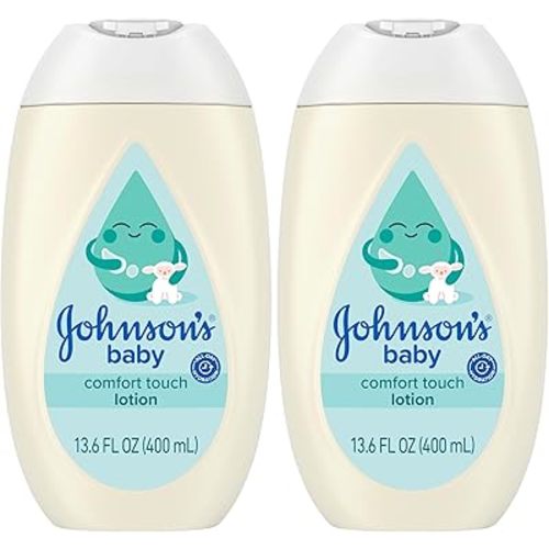 Johnson's Baby Comfort Touch Newborn Baby Face & Body Lotion, Silky Moisturizing Lotion, Toddler Essentials, Hypoallergenic, No added Parabens &Dyes, 13.6 fl. oz (Pack of 2)