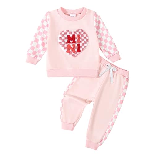 BeQeuewll Baby Girl Clothes Fall Winter Outfit Long Sleeve Sweatsuit Daddys Girl Sweatshirt Pants Toddler Infant Set