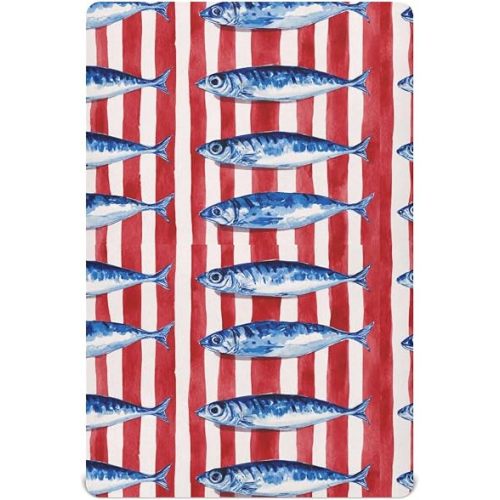 Sardines Red Stripe Crib Sheets