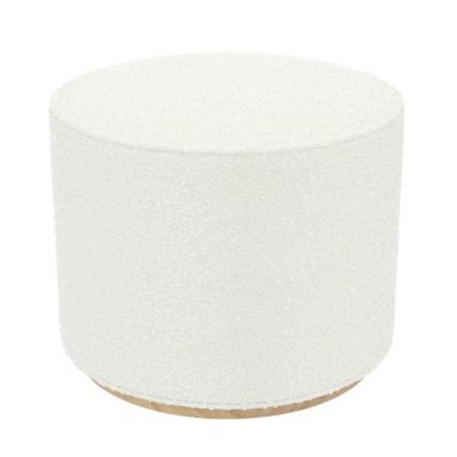 HomePop Cloud Ottoman with Wood Base Cream Boucle