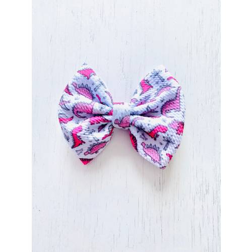 Pink Dinosaur Bow: Nylon headband, Headwrap, Piggies or Clip Bow