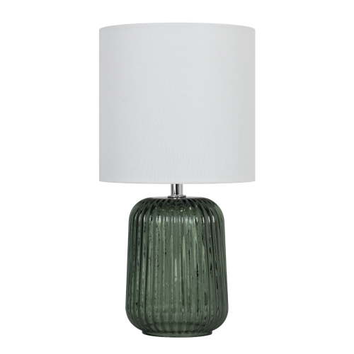 Mainstays Green Glass Table Lamp with White Linen Shade, 12.75 Inch