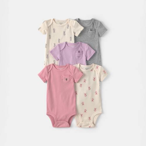 Carter's Baby Girls Crew Neck Short Sleeve Rib 5-pc. Bodysuit - JCPenney
