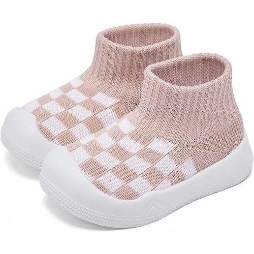 Baby Boy Girl Non-Skid Indoor Infant Walking Shoes Breathable Warm Elastic Sock Shoes with Memory Sole Protect Toes Outdoor Sneakers