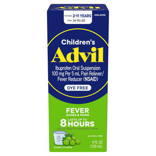 Children's Advil Pain Reliever and Fever Reducer, Dye Free Children's Ibuprofen for Pain Relief, White Grape - 4 Fl Oz HSA/FSA Eligible