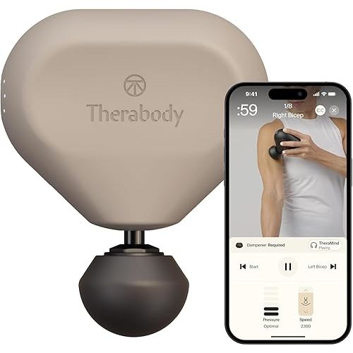TheraGun Mini (3rd Generation) by Therabody – Ultra-Portable Massage Gun and Travel Essential for Fast, Effective Pain and Tension Relief Anywhere (Oat)