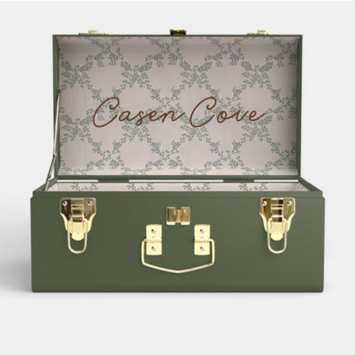 Mini Memory Box Trunk - Green - Ivy Trail / Embroidery