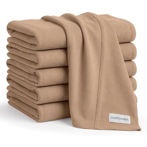 Comfy Cubs Baby Burp Cloths Set (Pack of 6) - Large, 6-Layer, Ultra Absorbent 100% Cotton for Infant Spit-Up, Drool, and Messes - Soft, Gentle, Thoughtful New Born Baby Gifts, Cedar