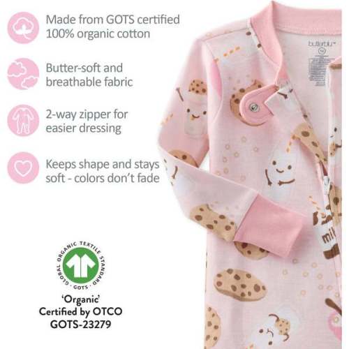 CRUZ Snug Fit Footed Sleeper, Pink Milk N' Cookie Crew - butterblu | Maisonette
