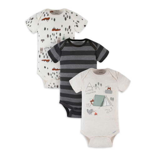 Gerber Baby Boy Short Sleeve Onesies Bodysuits, 3-Pack (Preemie - 12M)