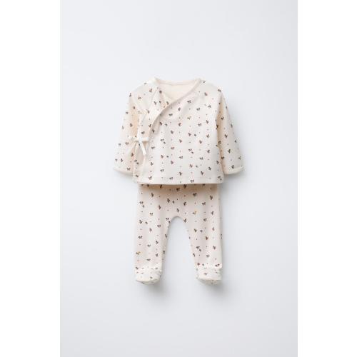 FLORAL T-SHIRT AND LEGGINGS SET - Ecru | ZARA United States