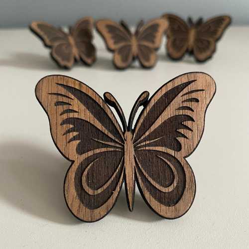 Butterfly Drawer Knobs in Walnut - Insect Cabinet Knobs - Furniture Hardware