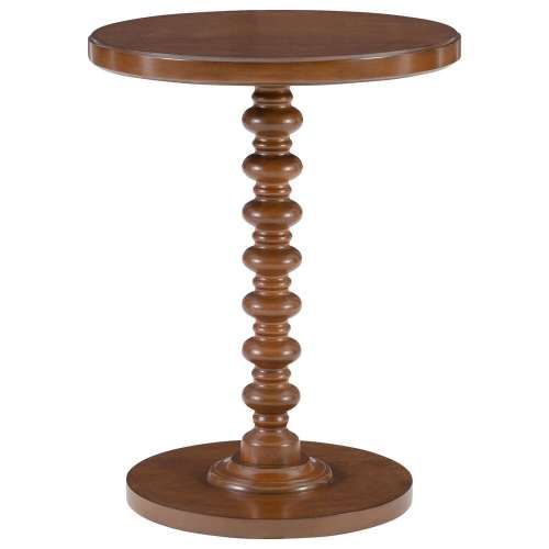 Linon Home Decor Aurora Round Side Table in Hazelnut
