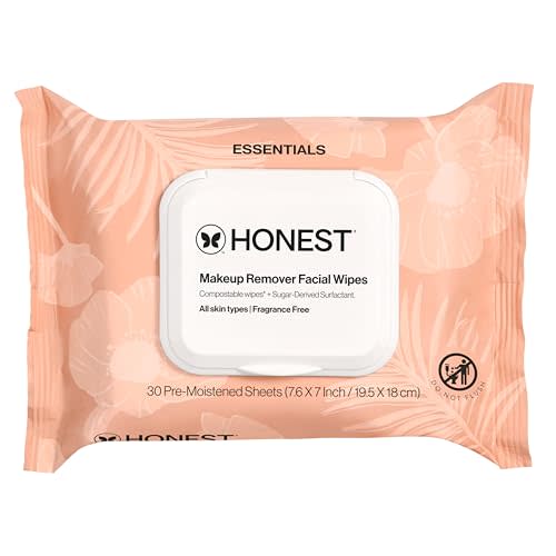 Honest Beauty Cleansing Makeup Remover Facial Wipes, Fragrance-Free, 30ct