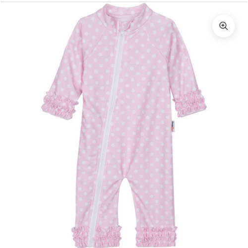 Sunsuit - Long Sleeve Romper Swimsuit | "Sassy Surfer" Pink Polka Dot