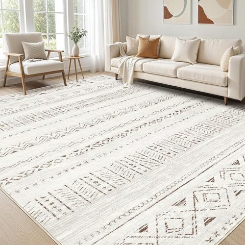 5x8 Area Rug | Washable (Light Brown,5'x8')