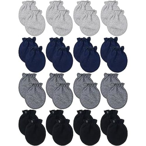 16 Pairs Newborn Baby Cotton Mittens No Scratch Gloves Unisex Newborn Mittens for baby Boys Girls 0-6 Months