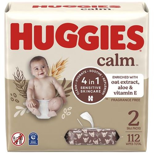 Huggies Calm Baby Wipes Unscented, 112