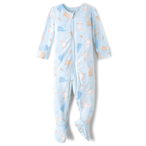 Baby And Toddler Boys Matching Family Easter Footed One Piece Pajamas - Super Soft - Blue