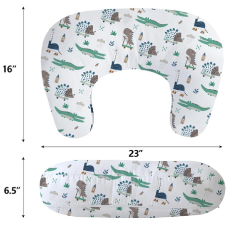 Little Grape Land Nursing Pillow, Upgraded Breastfeeding Pillow for Mom, Breastfeeding Bottle Feeding for 0–16 Months, Machine Washable Cover with Firm Breathable Filling for Tummy Time, Alligator