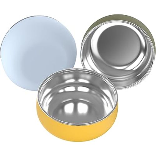 Bella's Friends Stainless Steel Baby Bowls with Silicone Sleeve 3 Pack, 5” for Toddlers Kids Feeding, Non-Slip, Non-Toxic, Mess-Free, Dishwasher Safe, Fit High Chair Size