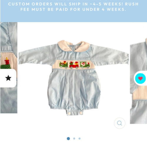 Christmas Train Smocked Light Blue Bubble