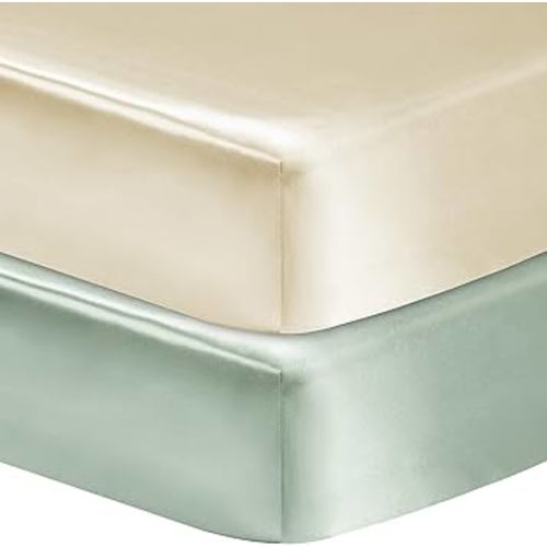 2 Pack Satin Soft Crib Sheet for Baby with Sensitive Hair Silky Baby Mattress Sheet Pink and Violet Unisex 52x28in (Satin Brown & Green)