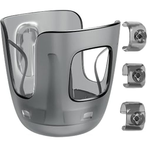 Stroller Cup Holder Fits for UPPAbaby Vista/Vista V2/Vista V3/Cruz/Cruz V2/Minu/Minu V2/Minu Duo, Securely Hold The Cup, Quick Attachment, Folds with Stroller, Drinking On The Go,Grey