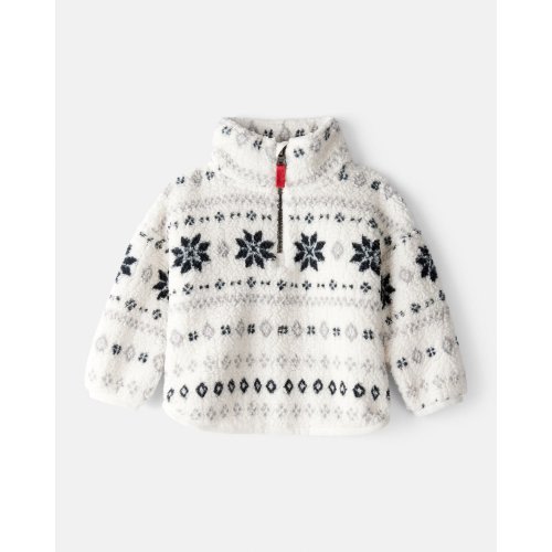 Carter's Fairisle Sherpa Quarter-Zip Pullover - White | 18M