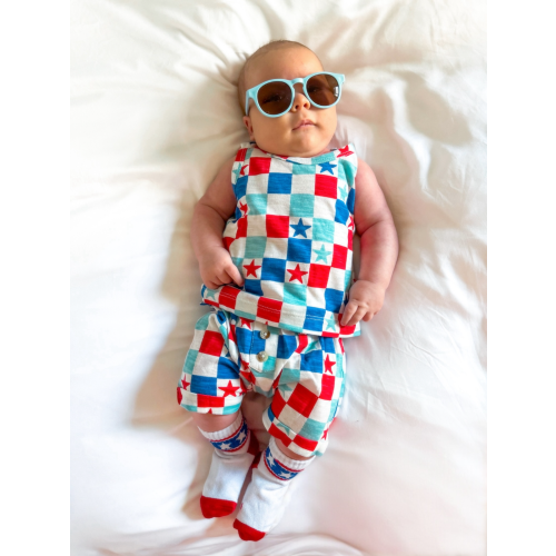 Red, White & Blue Checkerboard / Organic Tank & Short Set