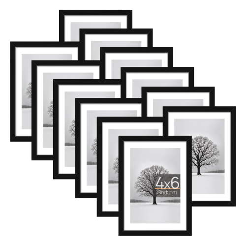Walmart Black Friday Deals 2025 - Sindcom 12 Pack 4x6 Picture Frames,Display Pictures 3.5x5 with Mat or 4x6 Without Mat,Gallery Wall Photo Frames, Black