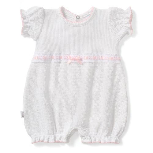 Paty Knit Baby Girl Bubble with Eyelet Trim - PatyInc