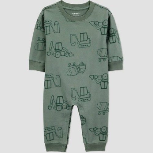 Carter's Just One You® Baby Boys' Construction Long Sleeve Romper - Green Newborn