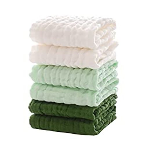 Amazon.com : MUKIN Baby Muslin Washcloths - Soft Face Cloths for Newborn, Absorbent Bath Face Towels, Baby Wipes, Burp Cloths or Face Towels, Baby Registry as Shower. Pack of 6-12x12 inches (Green) : Baby