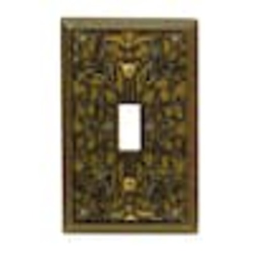 AMERELLE Filigree 1 Gang Toggle Metal Wall Plate - Antique Brass 65TAB